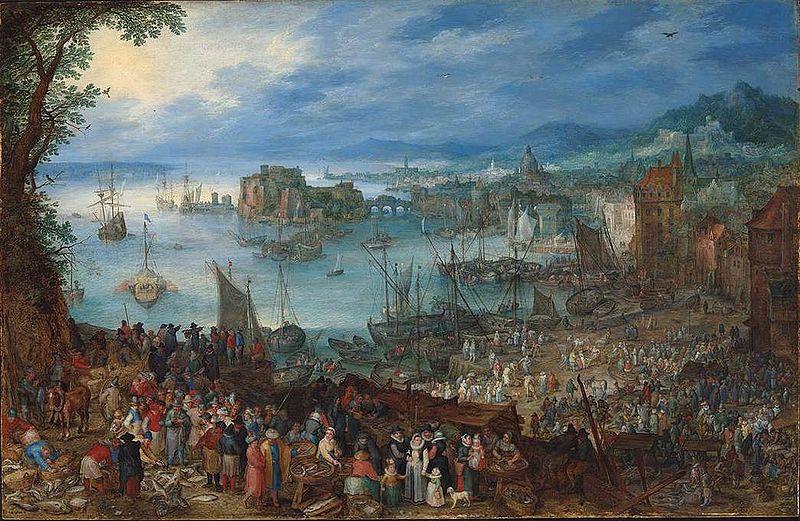Jan Brueghel The Elder An Brueghel the Elder Great Fish market Norge oil painting art
